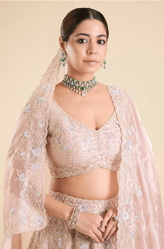 Lavender Tissue Sequins Embroidered Lehenga Set - Image 3