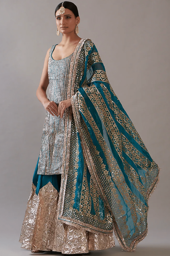 Turquoise Lampi Sharara Set