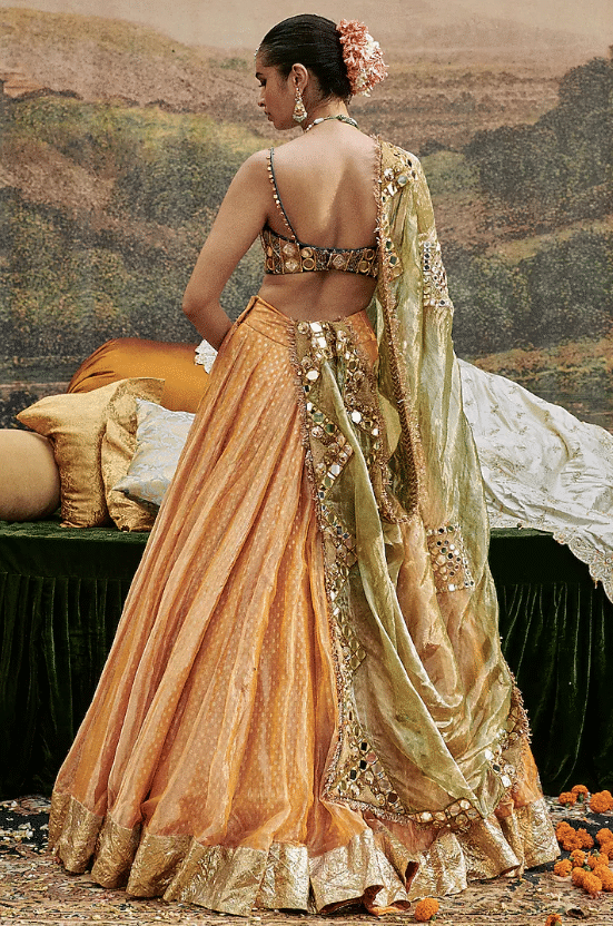Orange Tissue Lehenga Set - Image 2