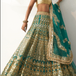 Green Organza Embroidered Lehenga Set
