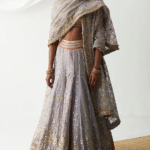 Lilac Organza Embroidered Lehenga Set