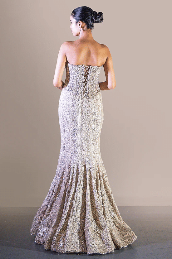 Silver Butterfly Net Embellished Skirt Set - Image 2