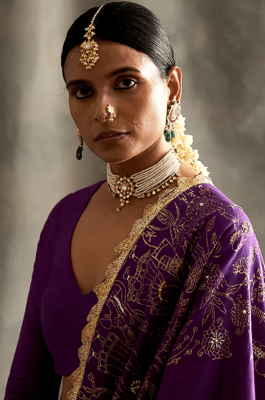 Silver & Gold Linen Lehenga Set - Image 2