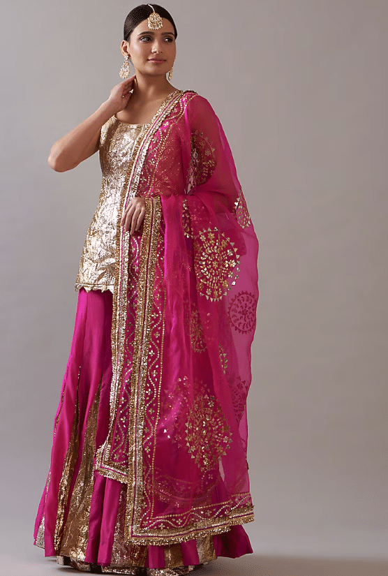 Fuschia Chanderi Sharara Set