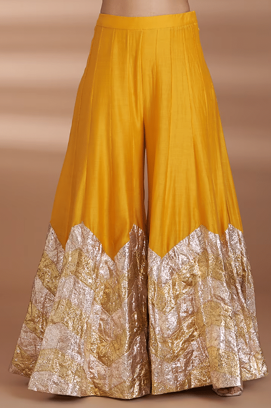 Haldi Yellow Chanderi Paneled Gharara Set - Image 2
