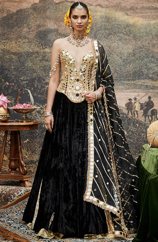 Black Velvet Lehenga Set