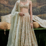 Ivory Organza Gota & Mirror Embroidered Lehenga Set
