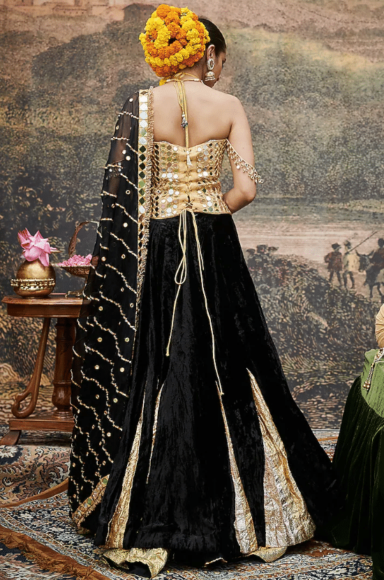 Black Velvet Lehenga Set - Image 2