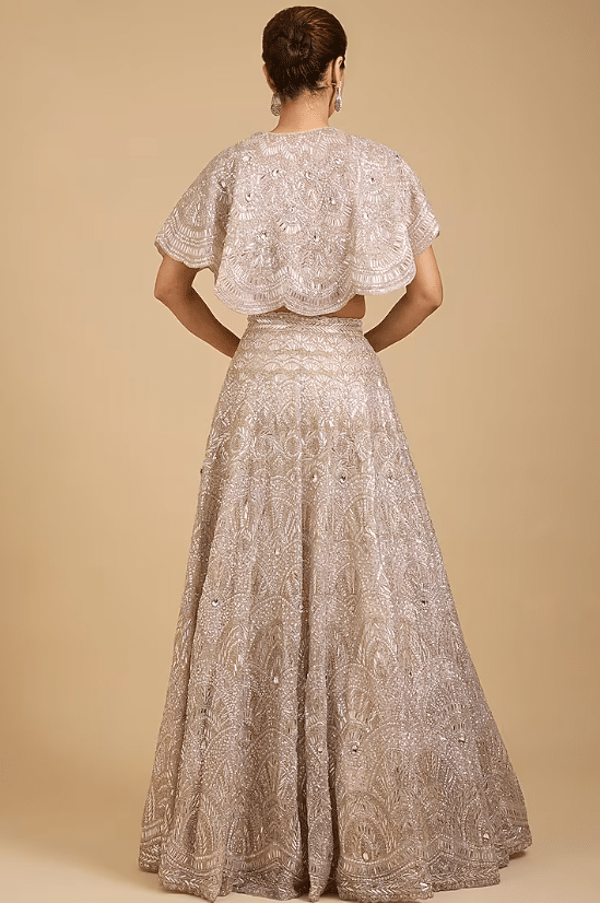 Champagne Tissue Embroidered Lehenga Set - Image 2