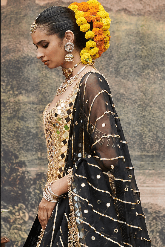 Black Velvet Lehenga Set - Image 4
